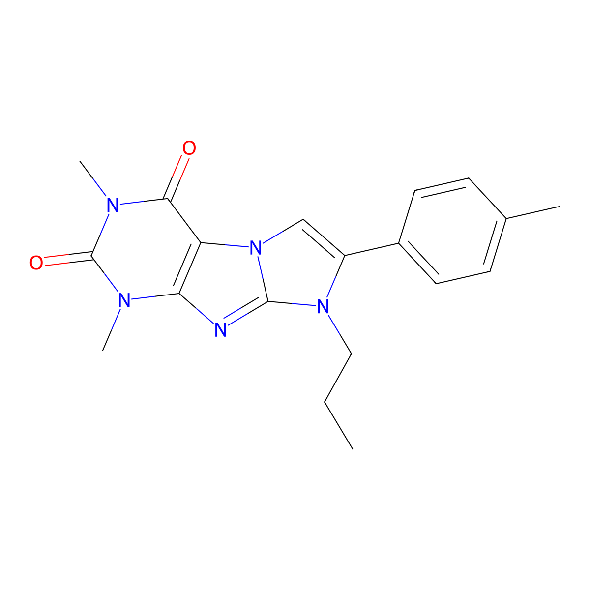 2,4-Dimethyl-7-(4-methylphenyl)-6-propylpurino[7,8-a]imidazole-1,3-dione molecular structure, CAS 845628-66-2