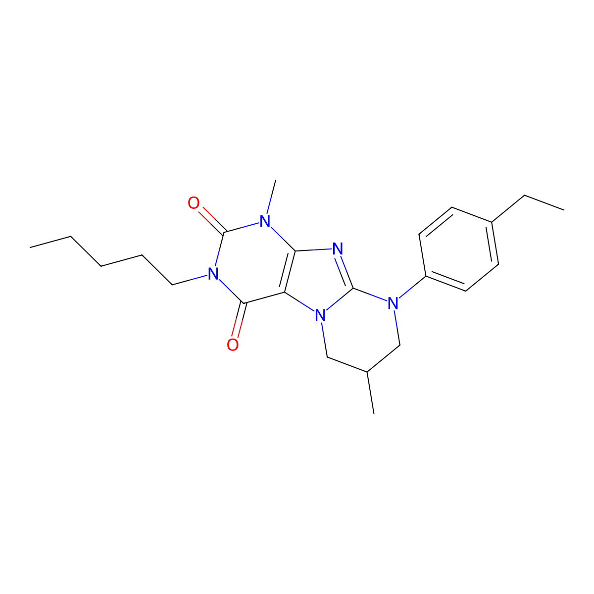 9-(4-ethylphenyl)-1,7-dimethyl-3-pentyl-7,8-dihydro-6H-purino[7,8-a]pyrimidine-2,4-dione molecular structure, CAS 845628-68-4