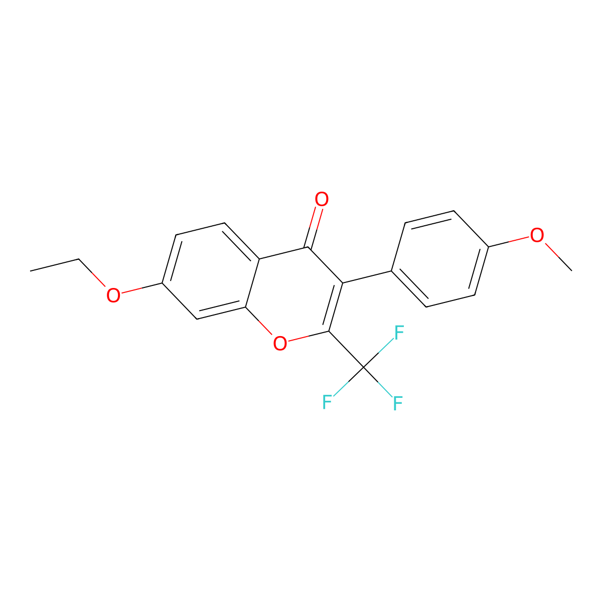 7-ethoxy-3-(4-methoxyphenyl)-2-(trifluoromethyl)-4H-chromen-4-one molecular structure, CAS 845629-43-8