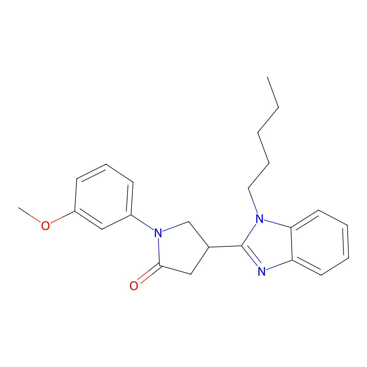 1-(3-Methoxyphenyl)-4-(1-pentylbenzimidazol-2-yl)pyrrolidin-2-one molecular structure, CAS 845629-88-1