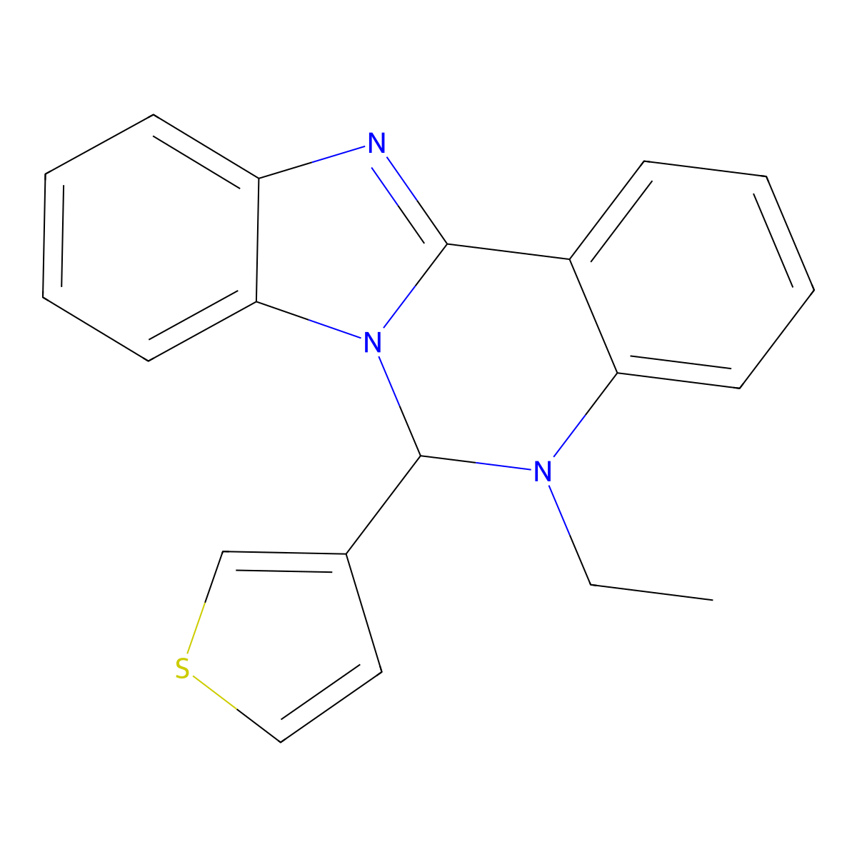 5-Ethyl-6-(3-thienyl)-5,6-dihydrobenzimidazo[1,2-c]quinazoline molecular structure, CAS 845629-97-2