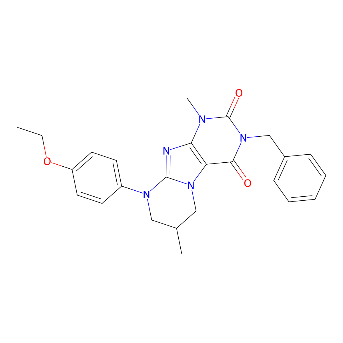 3-benzyl-9-(4-ethoxyphenyl)-1,7-dimethyl-6,7,8,9-tetrahydropyrimido[2,1-f]purine-2,4(1H,3H)-dione molecular structure, CAS 845630-37-7
