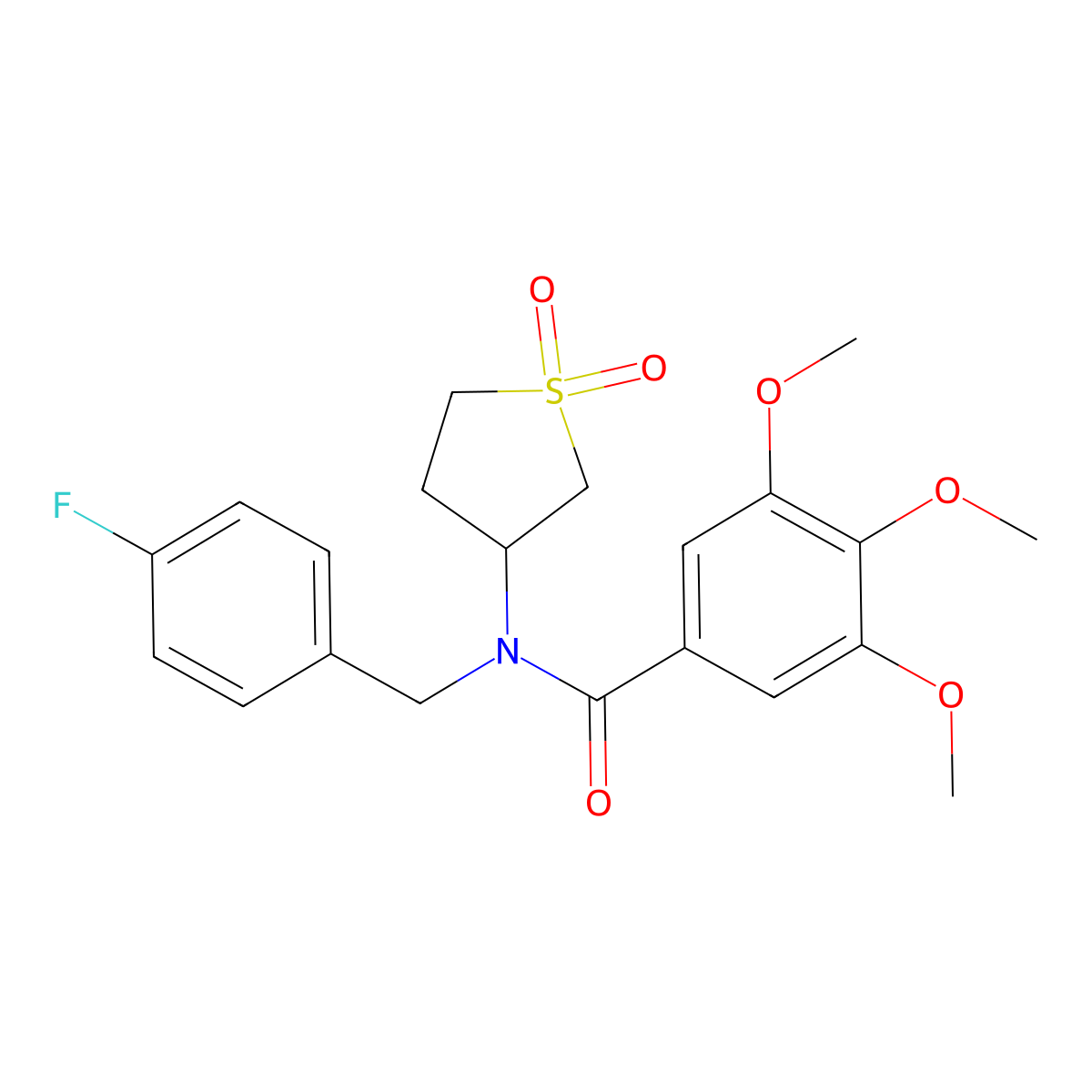 N-(1,1-dioxidotetrahydrothiophen-3-yl)-N-(4-fluorobenzyl)-3,4,5-trimethoxybenzamide molecular structure, CAS 845630-56-0