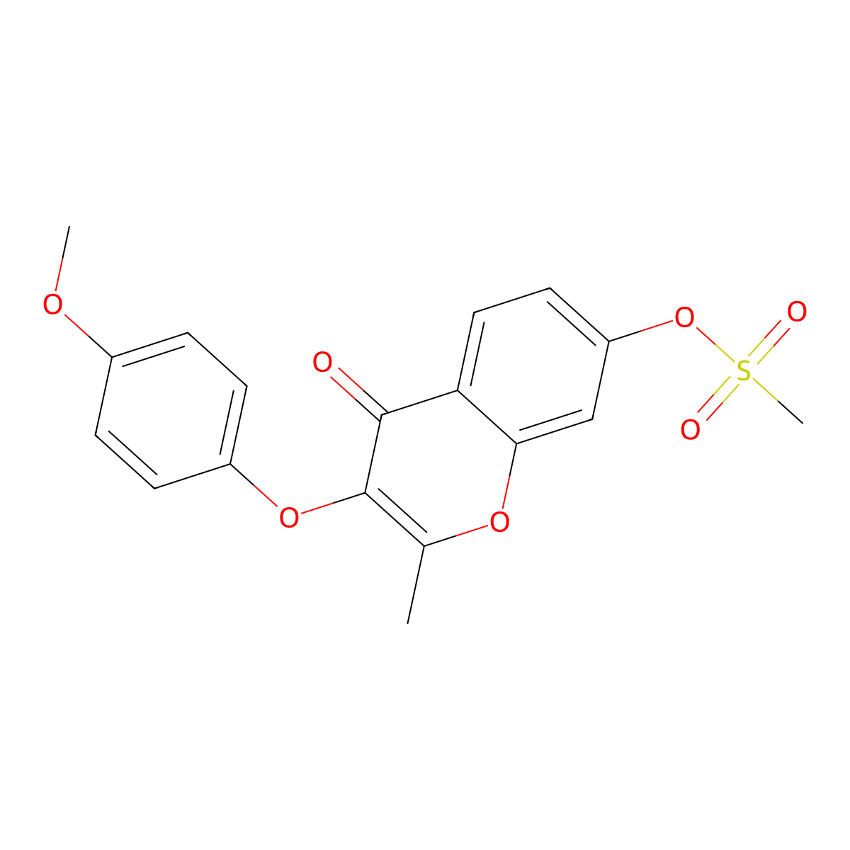 3-(4-methoxyphenoxy)-2-methyl-4-oxo-4H-chromen-7-yl methanesulfonate molecular structure, CAS 845630-63-9
