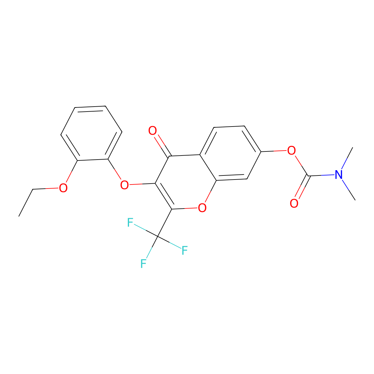 3-(2-ethoxyphenoxy)-4-oxo-2-(trifluoromethyl)-4H-chromen-7-yl dimethylcarbamate molecular structure, CAS 845630-83-3
