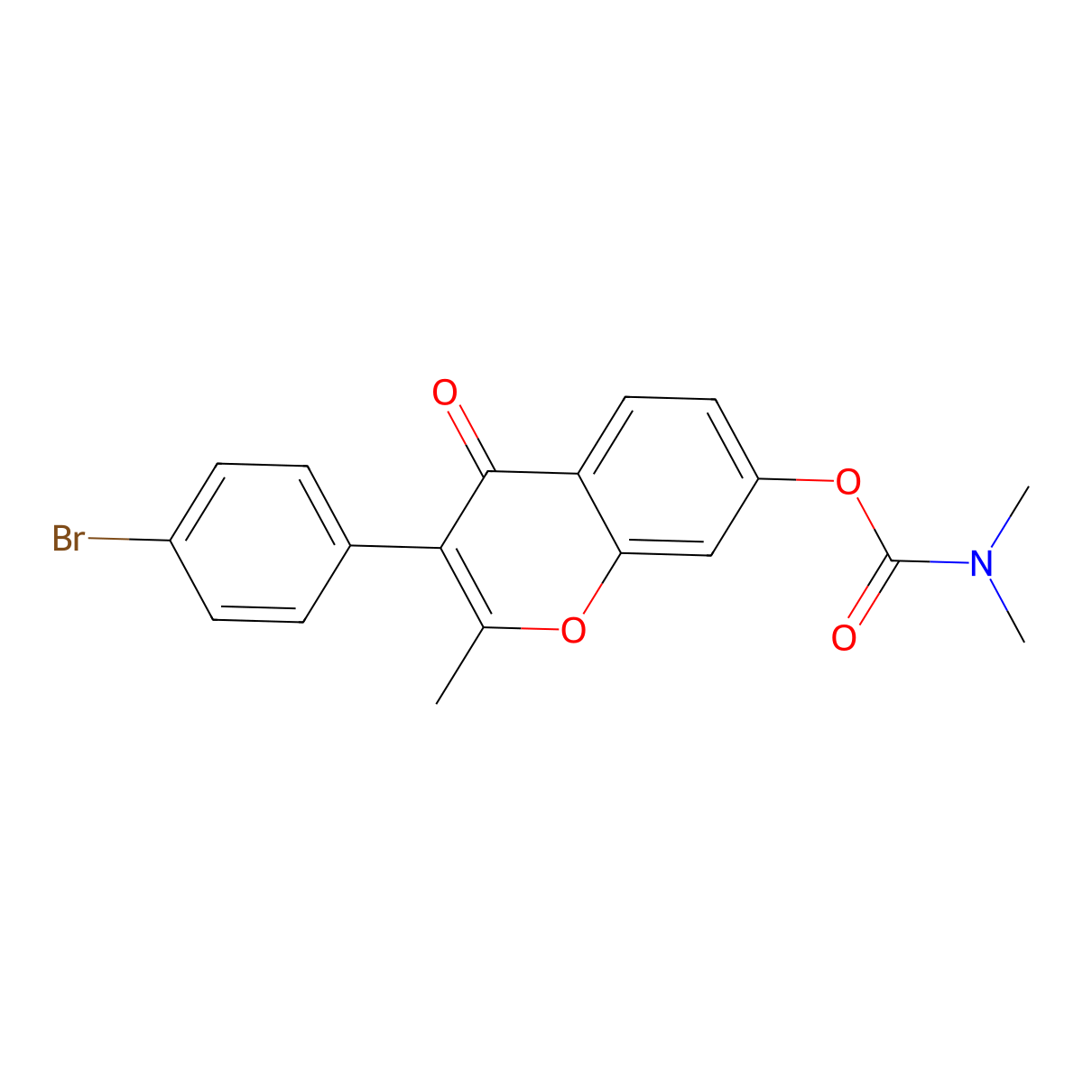 3-(4-bromophenyl)-2-methyl-4-oxo-4H-chromen-7-yl dimethylcarbamate molecular structure, CAS 845631-31-4