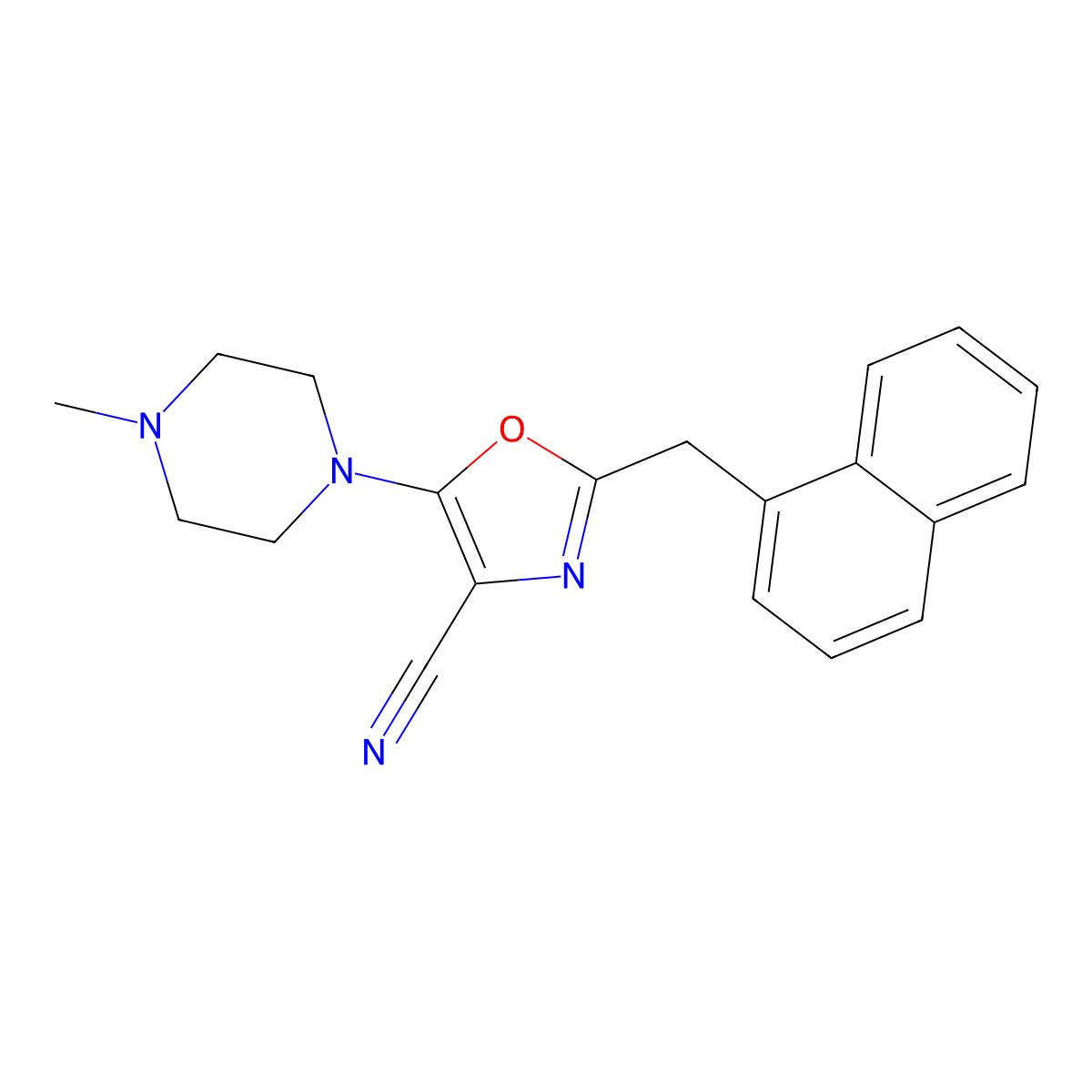 5-(4-Methylpiperazin-1-yl)-2-(naphthalen-1-ylmethyl)-1,3-oxazole-4-carbonitrile molecular structure, CAS 845632-47-5