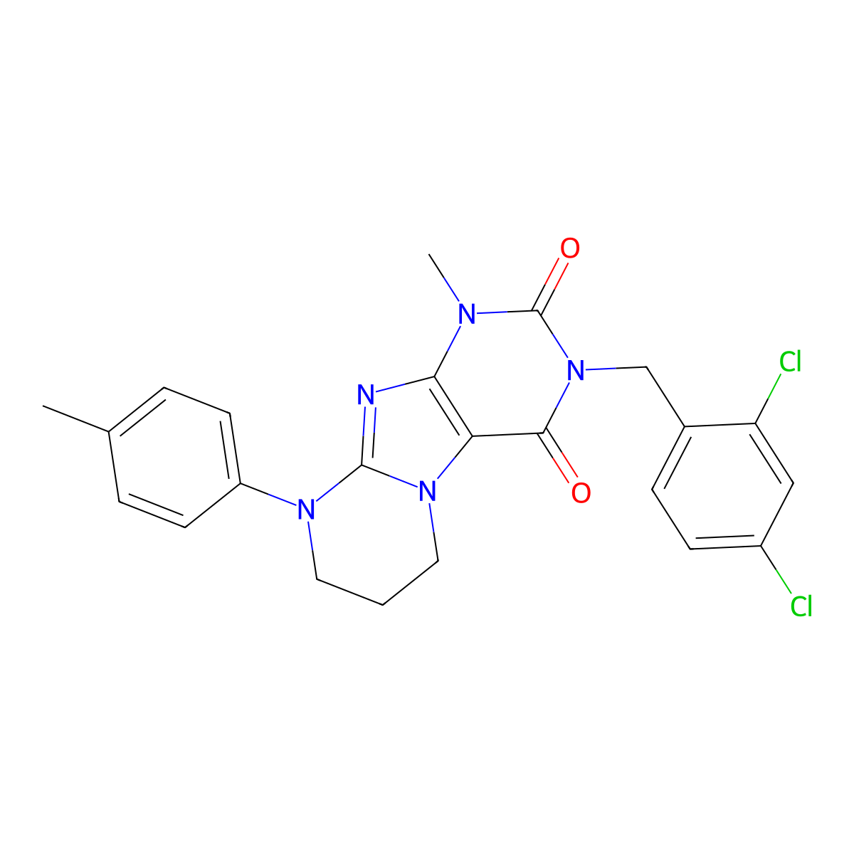 3-[(2,4-dichlorophenyl)methyl]-1-methyl-9-(4-methylphenyl)-7,8-dihydro-6H-purino[7,8-a]pyrimidine-2,4-dione molecular structure, CAS 845632-70-4