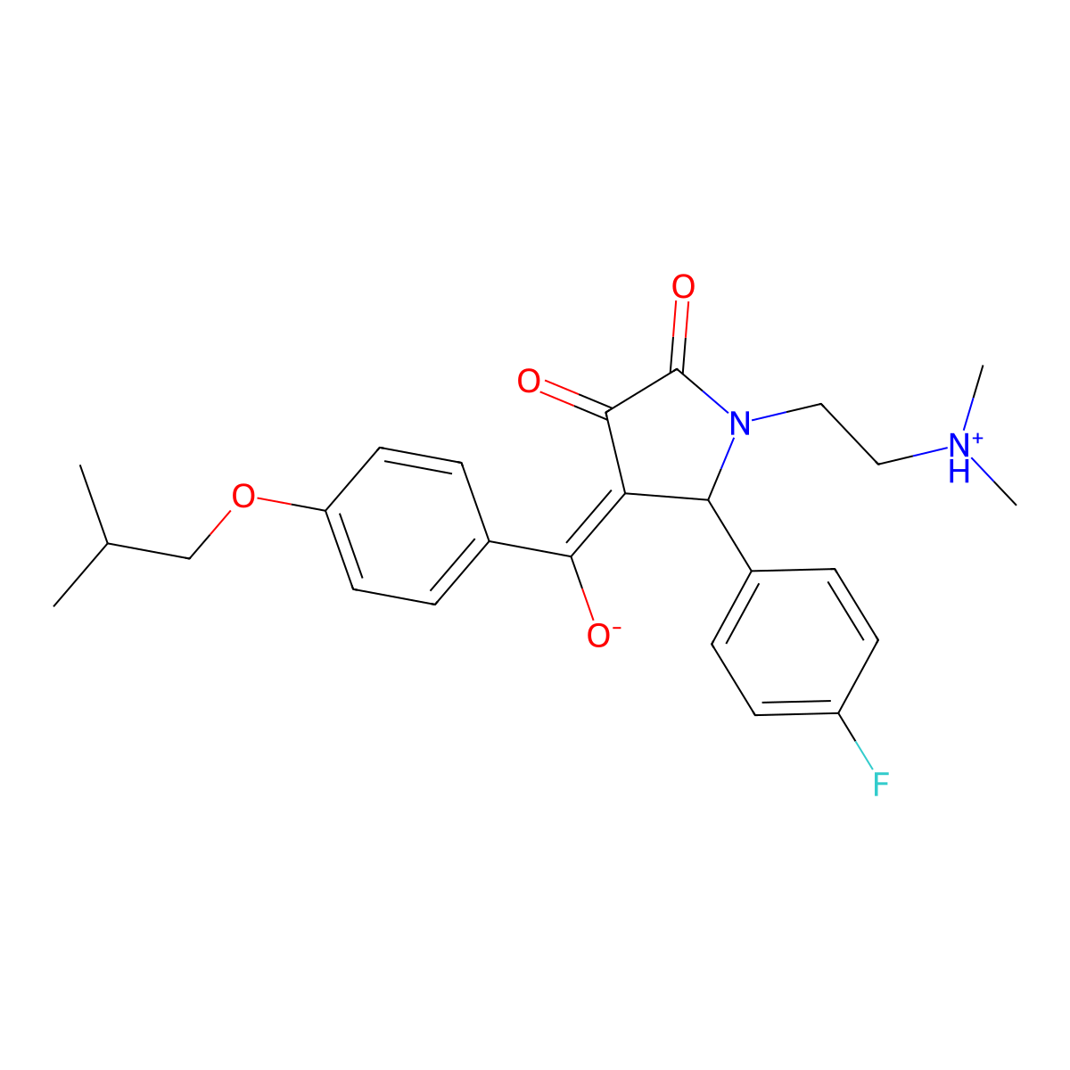 1-[2-(dimethylamino)ethyl]-5-(4-fluorophenyl)-3-hydroxy-4-[4-(2-methylpropoxy)benzoyl]-2,5-dihydro-1H-pyrrol-2-one molecular structure, CAS 845632-95-3