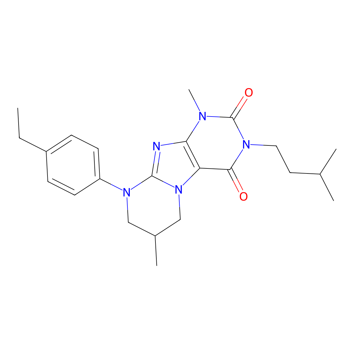 9-(4-ethylphenyl)-1,7-dimethyl-3-(3-methylbutyl)-7,8-dihydro-6H-purino[7,8-a]pyrimidine-2,4-dione molecular structure, CAS 845633-05-8