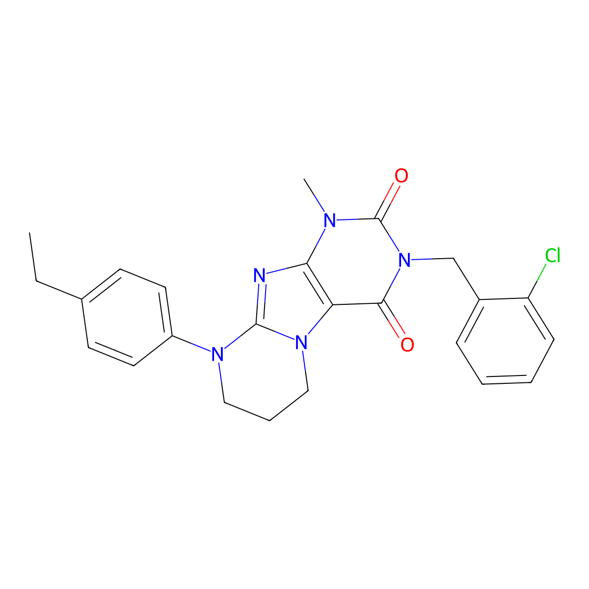 3-[(2-chlorophenyl)methyl]-9-(4-ethylphenyl)-1-methyl-7,8-dihydro-6H-purino[7,8-a]pyrimidine-2,4-dione molecular structure, CAS 845633-08-1
