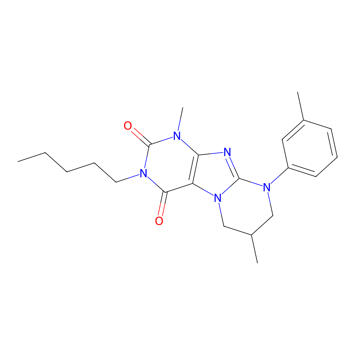1,7-dimethyl-9-(3-methylphenyl)-3-pentyl-7,8-dihydro-6H-purino[7,8-a]pyrimidine-2,4-dione molecular structure, CAS 845633-57-0