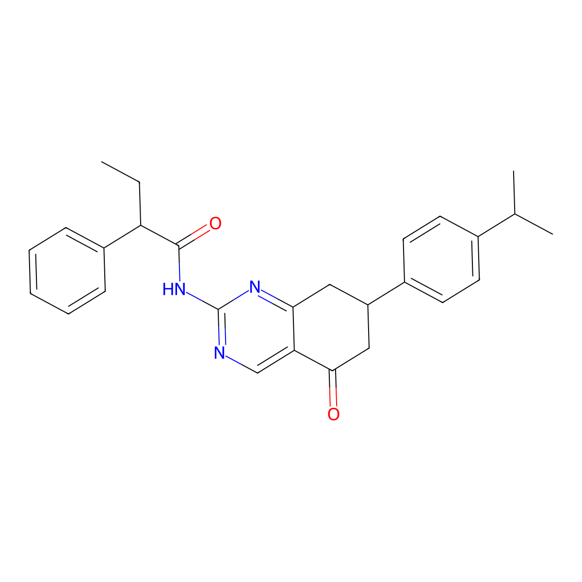 N-{5-oxo-7-[4-(propan-2-yl)phenyl]-5,6,7,8-tetrahydroquinazolin-2-yl}-2-phenylbutanamide molecular structure, CAS 845633-68-3