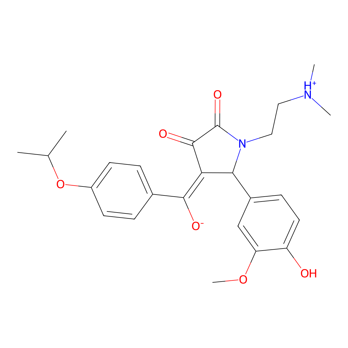 1-[2-(dimethylamino)ethyl]-3-hydroxy-5-(4-hydroxy-3-methoxyphenyl)-4-[4-(propan-2-yloxy)benzoyl]-2,5-dihydro-1H-pyrrol-2-one molecular structure, CAS 845633-81-0