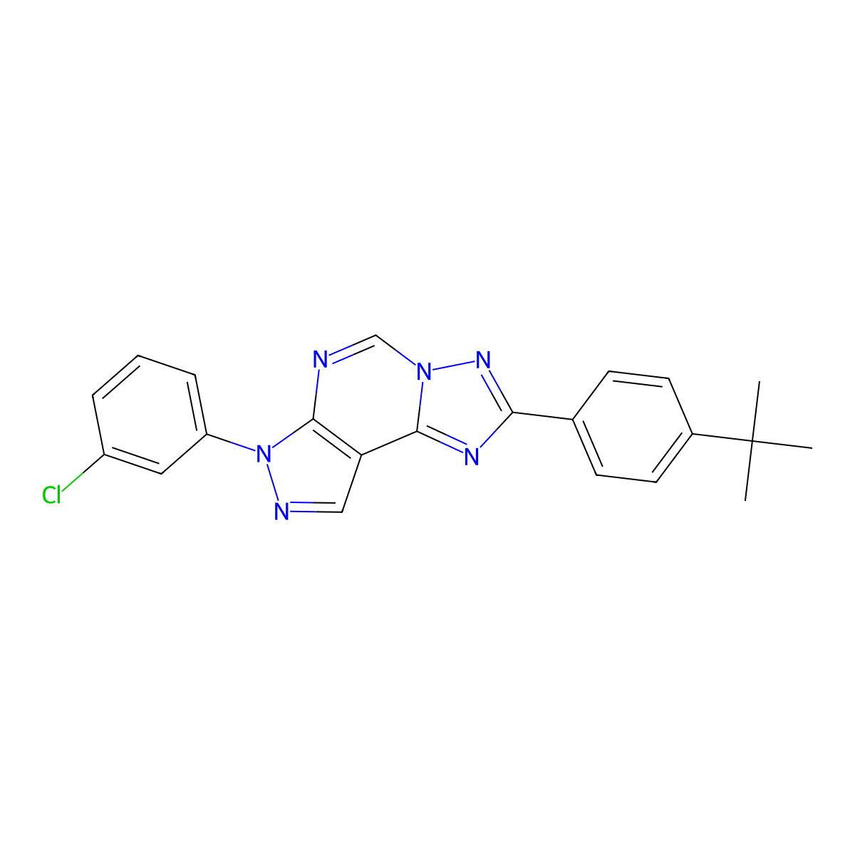 2-(4-tert-butylphenyl)-7-(3-chlorophenyl)-7H-pyrazolo[4,3-e][1,2,4]triazolo[1,5-c]pyrimidine molecular structure, CAS 845634-95-9