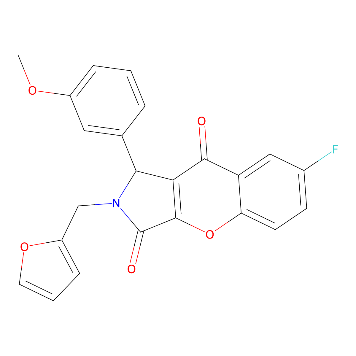 7-Fluoro-2-(2-furylmethyl)-1-(3-methoxyphenyl)-1,2-dihydrochromeno[2,3-c]pyrrole-3,9-dione molecular structure, CAS 845635-10-1