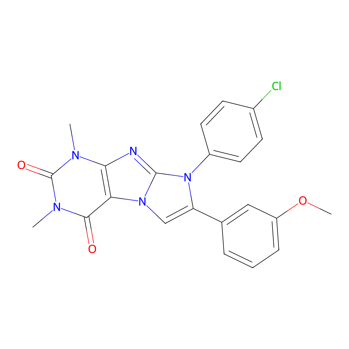 6-(4-Chlorophenyl)-7-(3-methoxyphenyl)-2,4-dimethylpurino[7,8-a]imidazole-1,3-dione molecular structure, CAS 845635-77-0