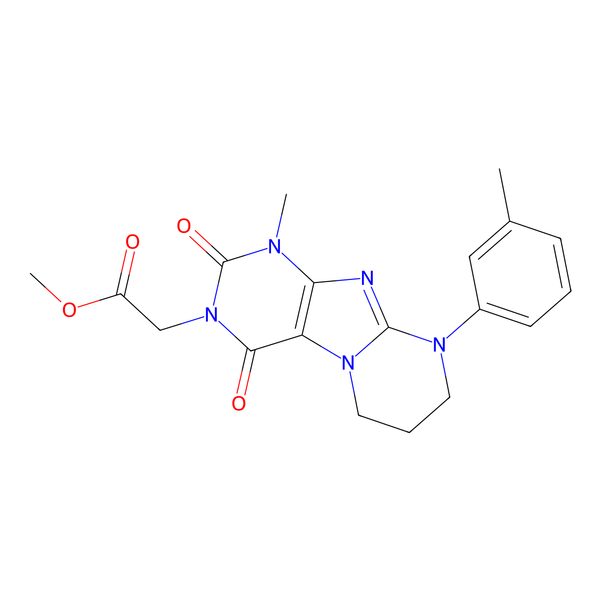 methyl 2-[1-methyl-9-(3-methylphenyl)-2,4-dioxo-7,8-dihydro-6H-purino[7,8-a]pyrimidin-3-yl]acetate molecular structure, CAS 845636-03-5