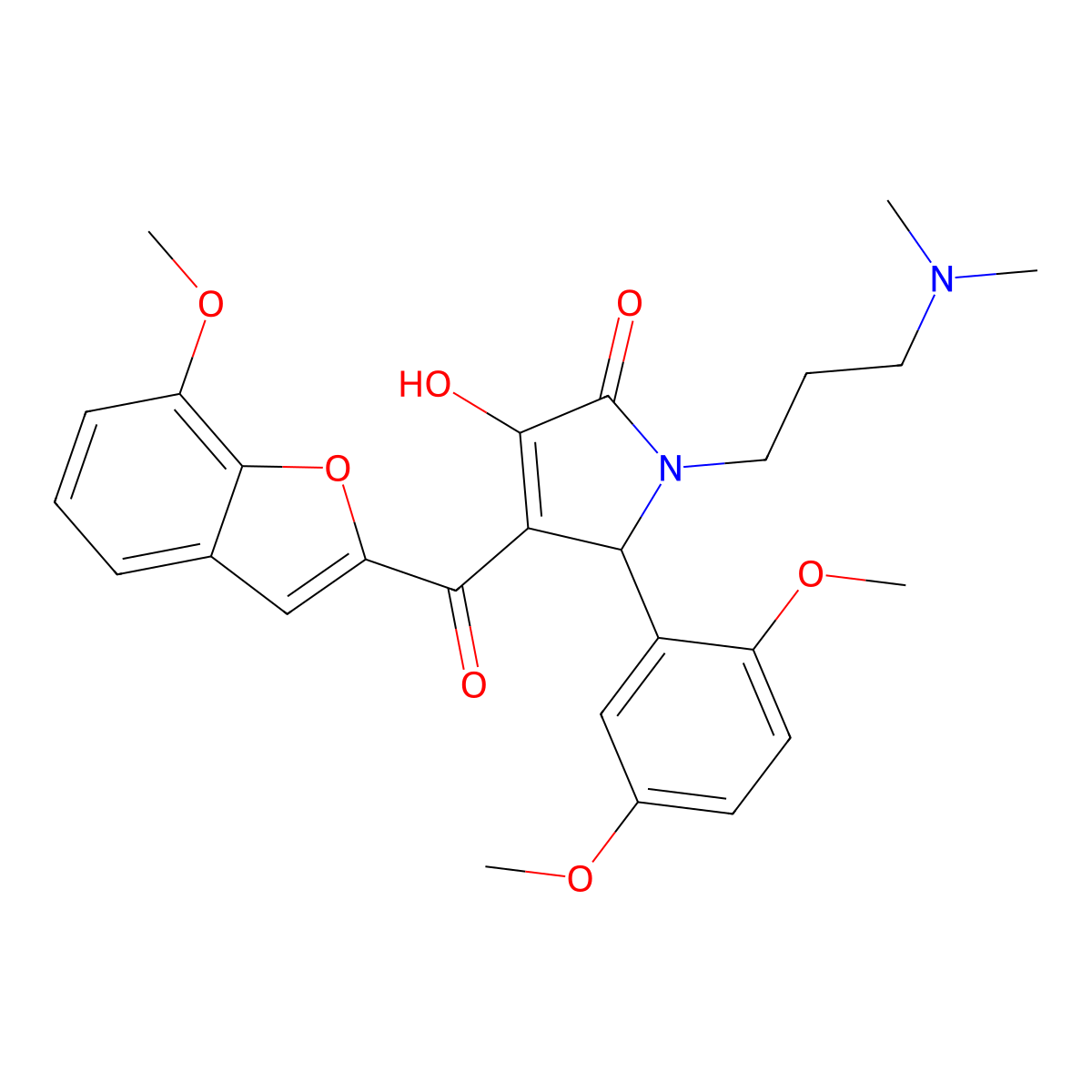 5-(2,5-dimethoxyphenyl)-1-[3-(dimethylamino)propyl]-3-hydroxy-4-(7-methoxy-1-benzofuran-2-carbonyl)-2,5-dihydro-1H-pyrrol-2-one molecular structure, CAS 845636-93-3