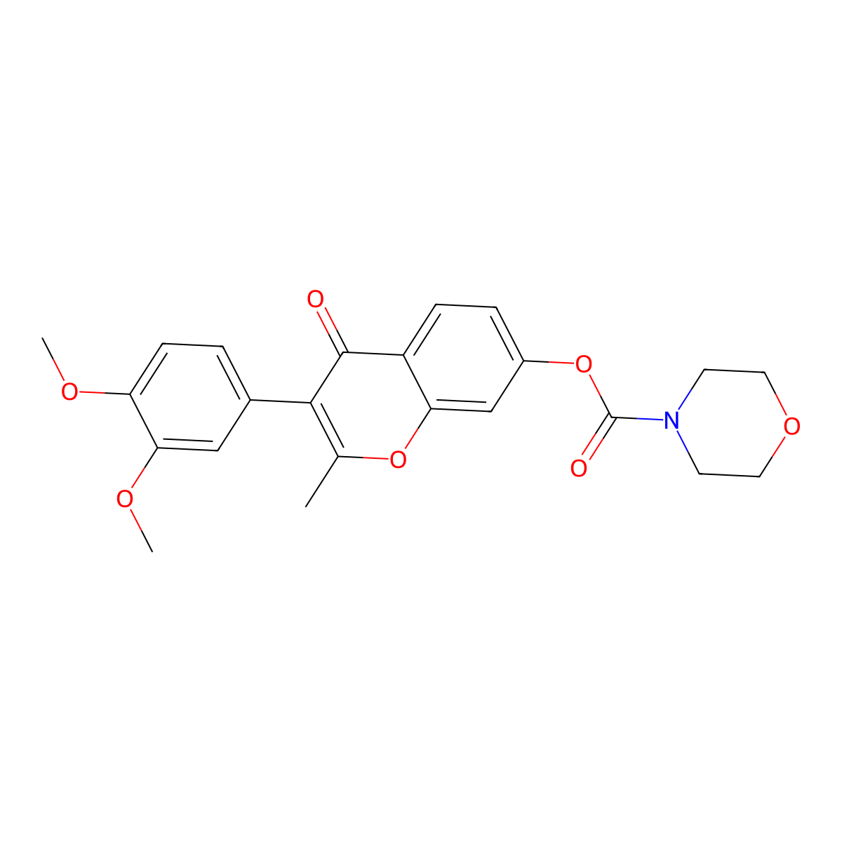 3-(3,4-dimethoxyphenyl)-2-methyl-4-oxo-4H-chromen-7-yl morpholine-4-carboxylate molecular structure, CAS 845637-08-3