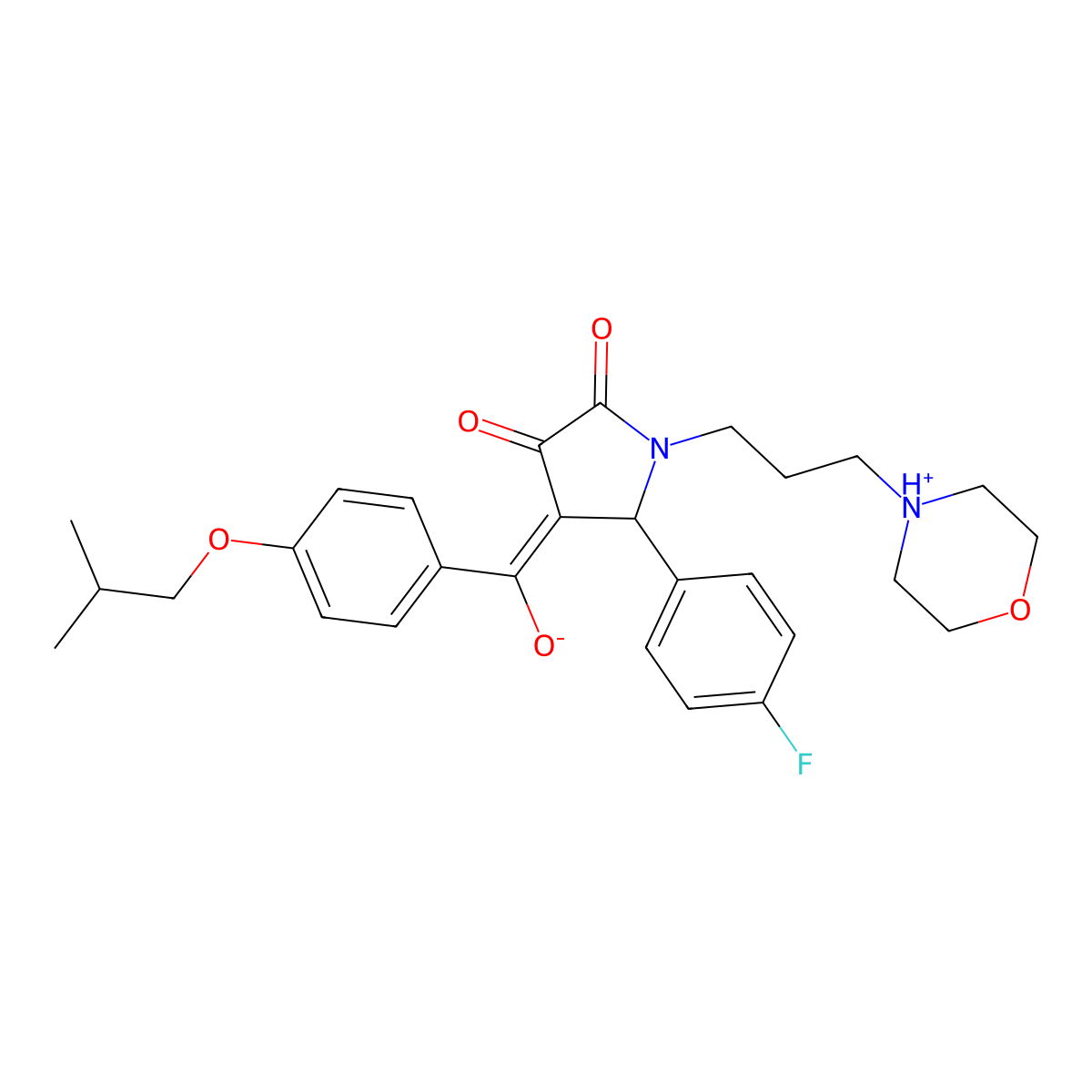 5-(4-fluorophenyl)-3-hydroxy-4-[4-(2-methylpropoxy)benzoyl]-1-[3-(morpholin-4-yl)propyl]-2,5-dihydro-1H-pyrrol-2-one molecular structure, CAS 845637-51-6