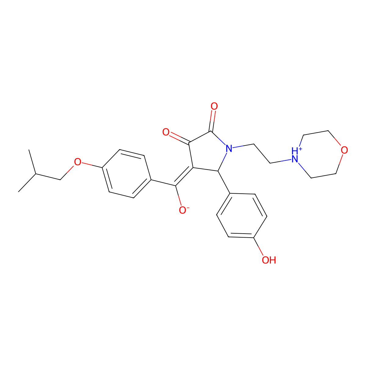 3-hydroxy-5-(4-hydroxyphenyl)-4-[4-(2-methylpropoxy)benzoyl]-1-[2-(morpholin-4-yl)ethyl]-2,5-dihydro-1H-pyrrol-2-one molecular structure, CAS 845638-16-6