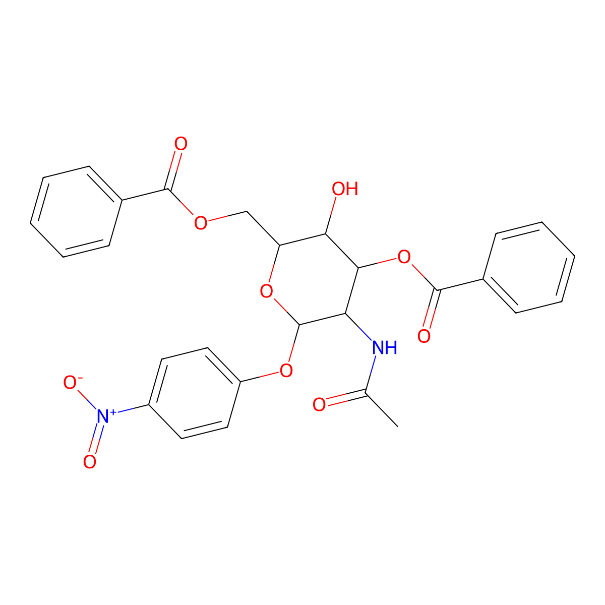 p-Nitrophenyl 2-Acetamido-2-deoxy-3,6-di-O-benzoyl-beta-D-glucopyranoside molecular structure, CAS 84564-22-7