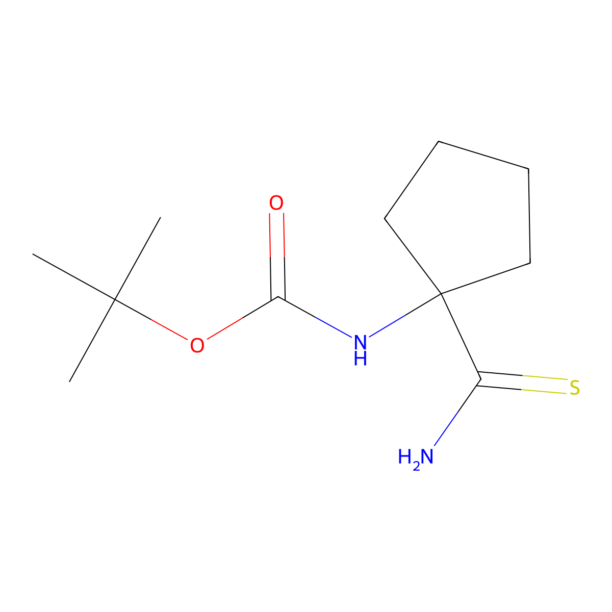 tert-butyl N-(1-carbamothioylcyclopentyl)carbamate molecular structure, CAS 845643-62-1