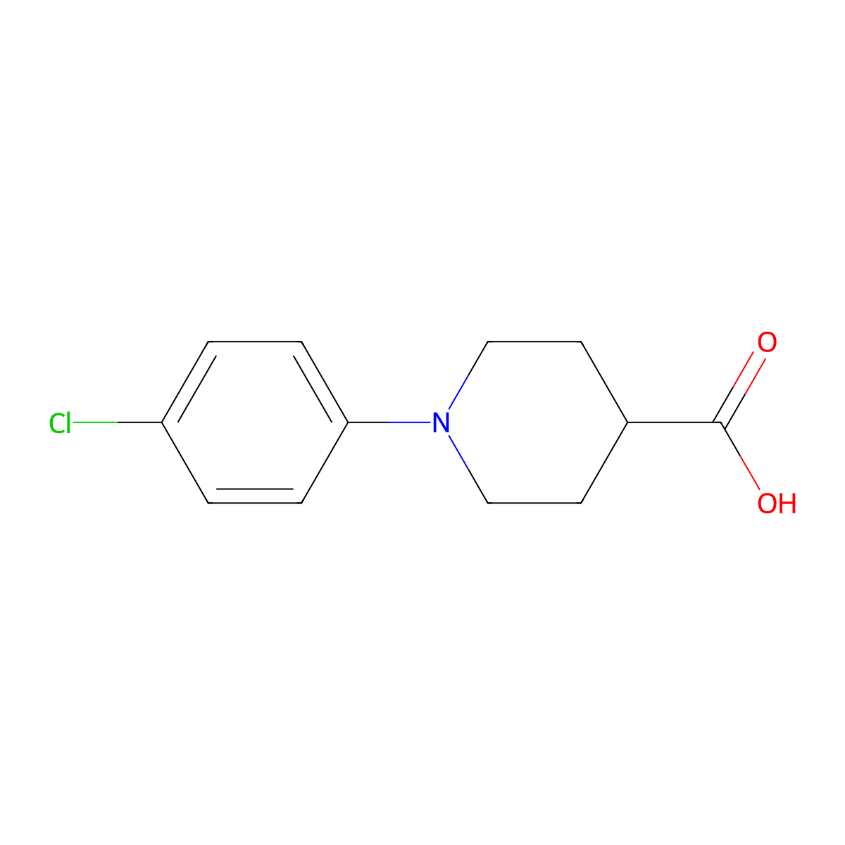 1-(4-Chlorophenyl)-4-piperidinecarboxylic acid molecular structure, CAS 845645-46-7