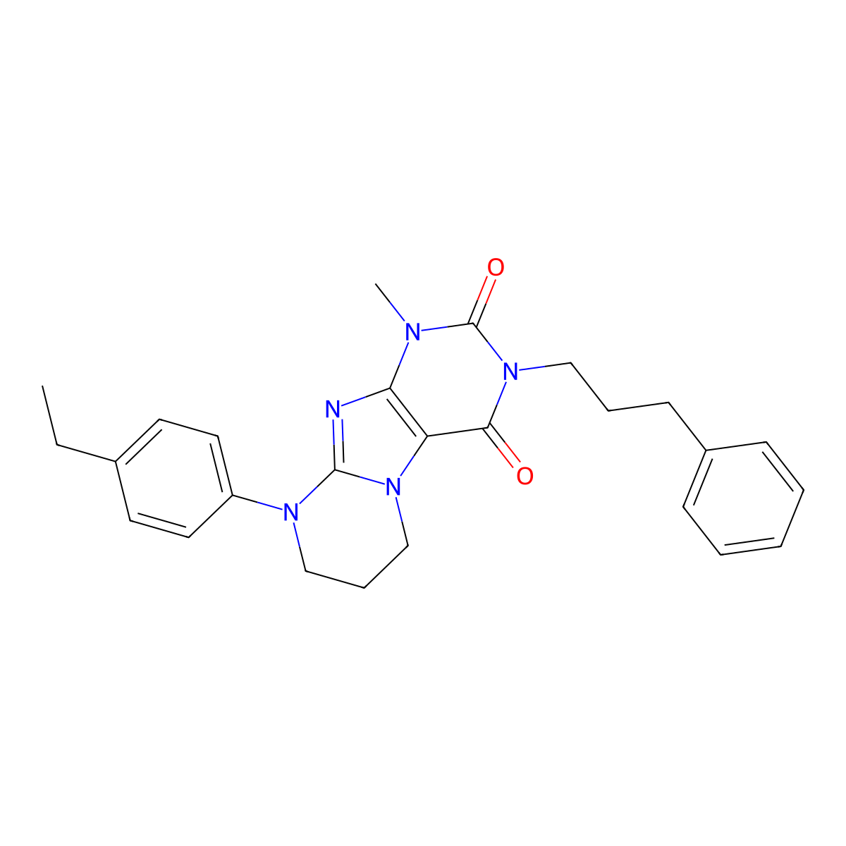 9-(4-ethylphenyl)-1-methyl-3-(3-phenylpropyl)-7,8-dihydro-6H-purino[7,8-a]pyrimidine-2,4-dione molecular structure, CAS 845648-22-8