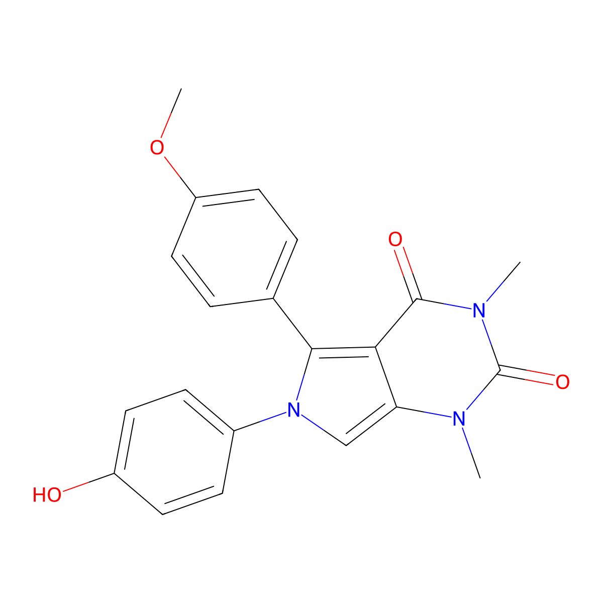 6-(4-Hydroxyphenyl)-5-(4-methoxyphenyl)-1,3-dimethylpyrrolo[3,4-d]pyrimidine-2,4-dione molecular structure, CAS 845648-29-5