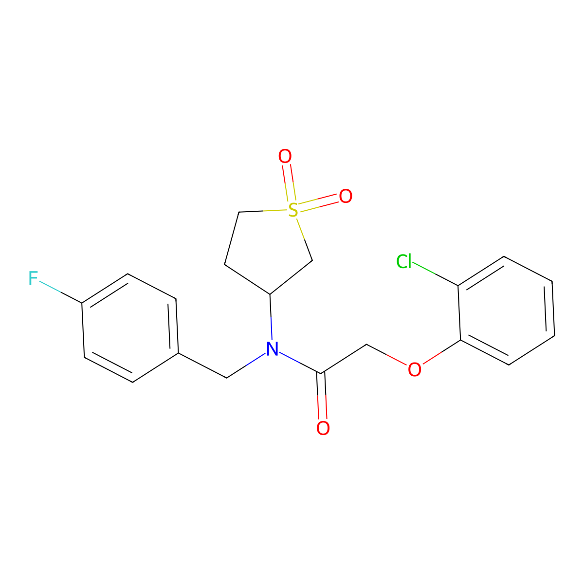 2-(2-chlorophenoxy)-N-(1,1-dioxidotetrahydrothiophen-3-yl)-N-(4-fluorobenzyl)acetamide molecular structure, CAS 845648-38-6