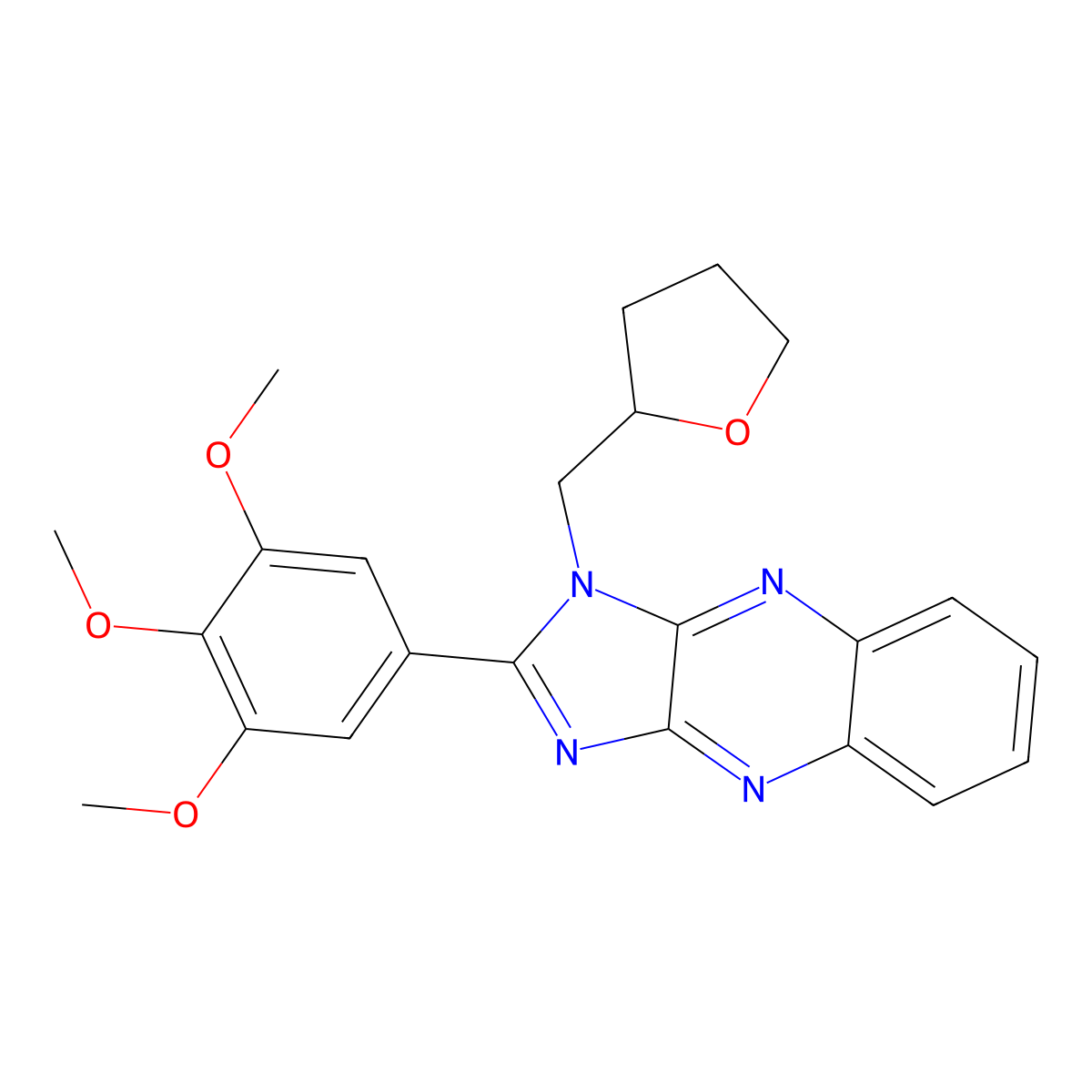 1-((tetrahydrofuran-2-yl)methyl)-2-(3,4,5-trimethoxyphenyl)-1H-imidazo[4,5-b]quinoxaline molecular structure, CAS 845648-93-3