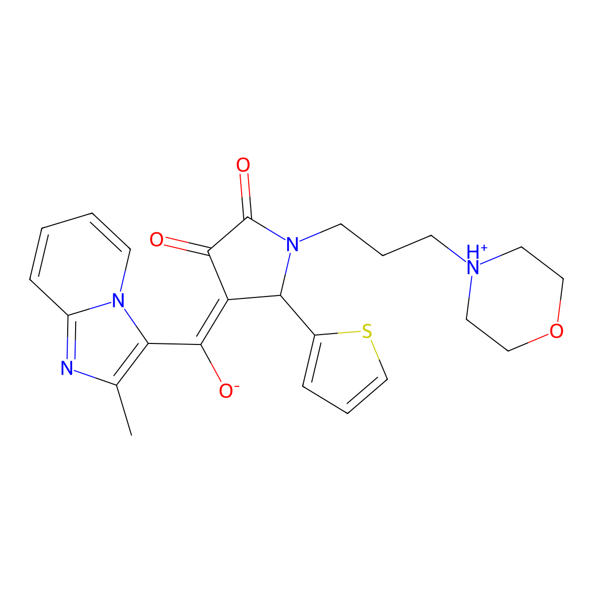 3-hydroxy-4-{2-methylimidazo[1,2-a]pyridine-3-carbonyl}-1-[3-(morpholin-4-yl)propyl]-5-(thiophen-2-yl)-2,5-dihydro-1H-pyrrol-2-one molecular structure, CAS 845649-11-8