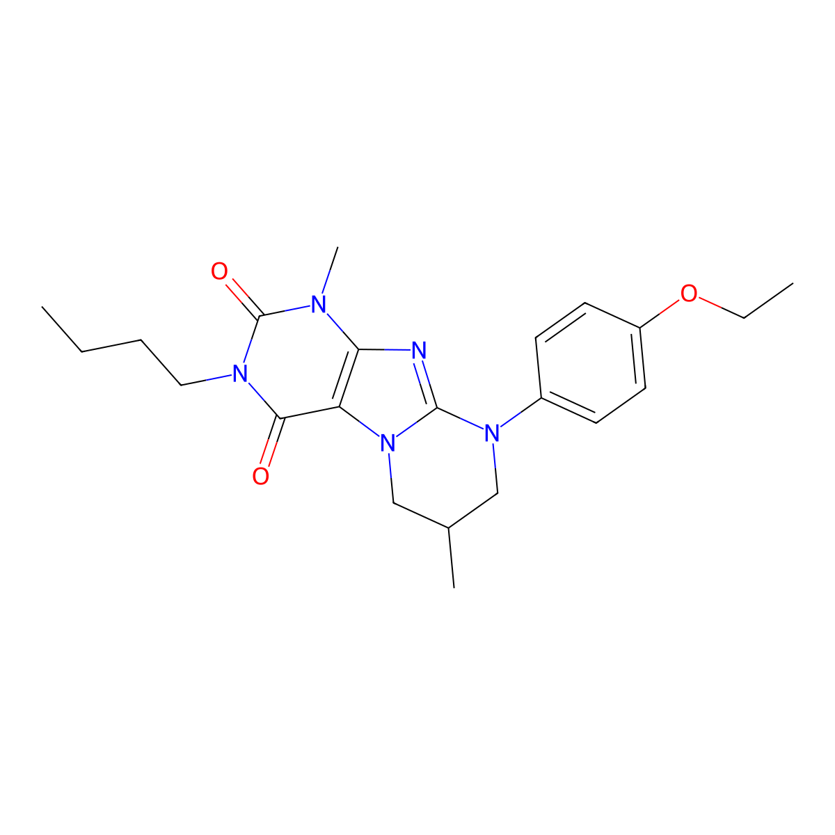 3-butyl-9-(4-ethoxyphenyl)-1,7-dimethyl-6,7,8,9-tetrahydropyrimido[2,1-f]purine-2,4(1H,3H)-dione molecular structure, CAS 845649-13-0