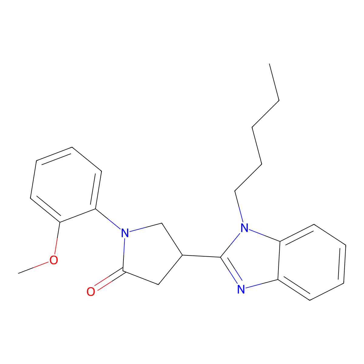 1-(2-Methoxyphenyl)-4-(1-pentylbenzimidazol-2-yl)pyrrolidin-2-one molecular structure, CAS 845649-48-1