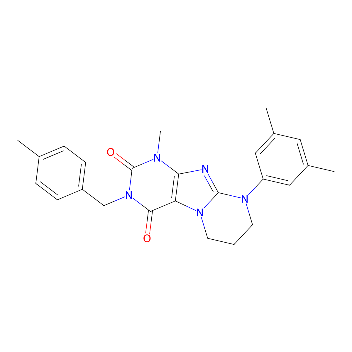 9-(3,5-dimethylphenyl)-1-methyl-3-[(4-methylphenyl)methyl]-7,8-dihydro-6H-purino[7,8-a]pyrimidine-2,4-dione molecular structure, CAS 845649-65-2