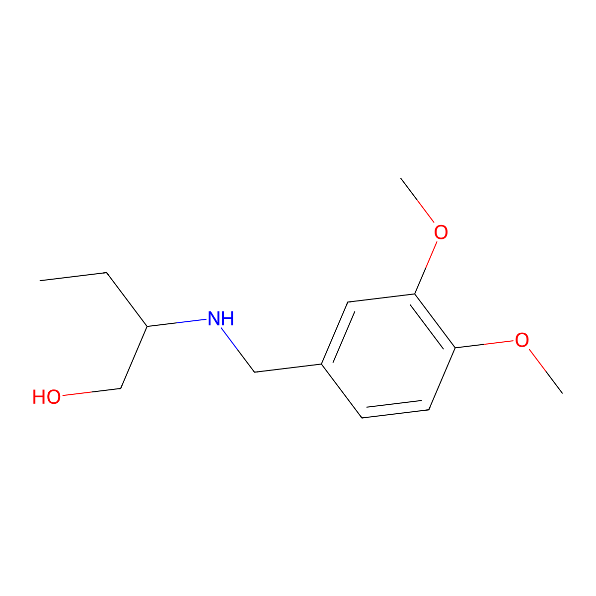 2-((3,4-Dimethoxybenzyl)amino)butan-1-ol molecular structure, CAS 845649-85-6