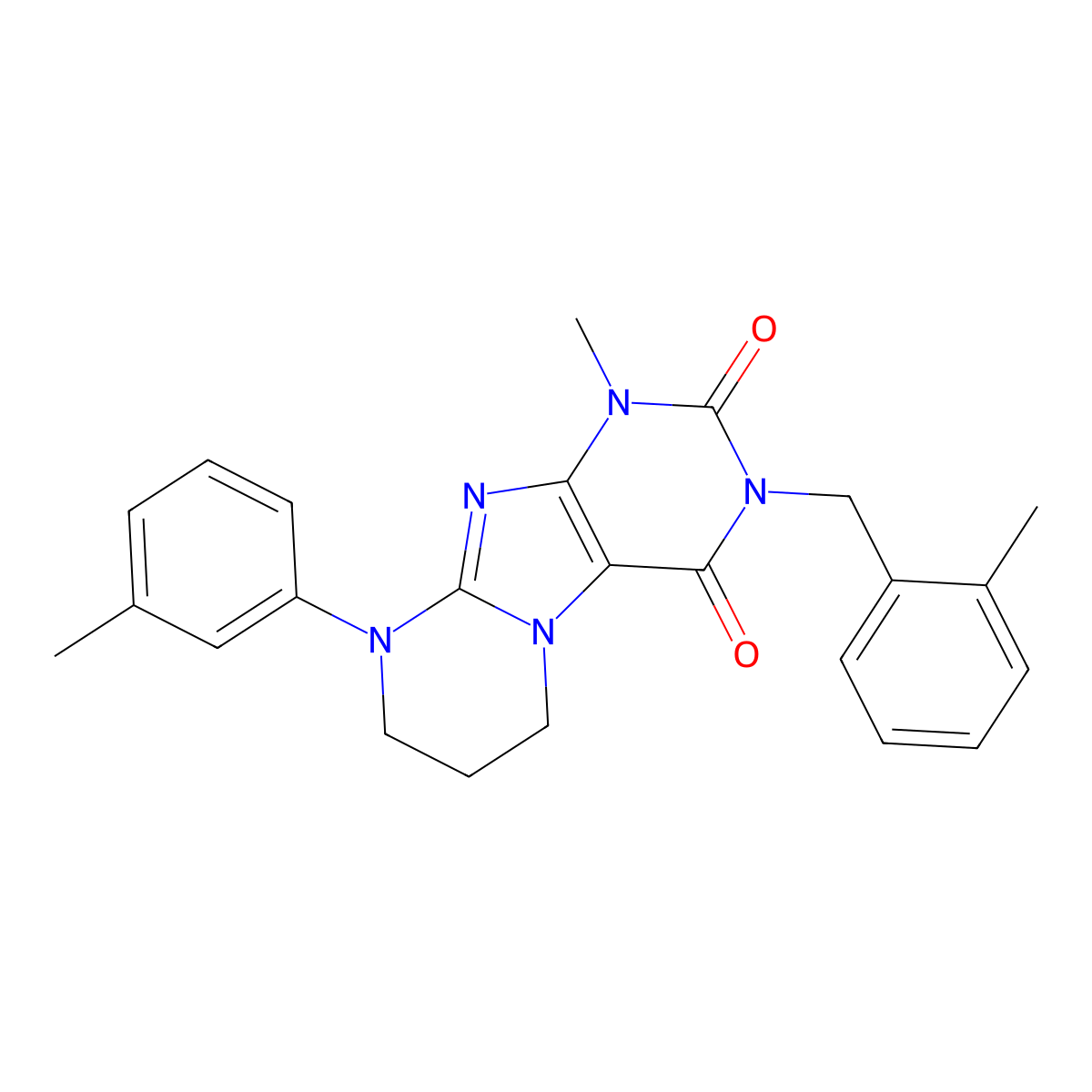 1-methyl-9-(3-methylphenyl)-3-[(2-methylphenyl)methyl]-7,8-dihydro-6H-purino[7,8-a]pyrimidine-2,4-dione molecular structure, CAS 845650-07-9
