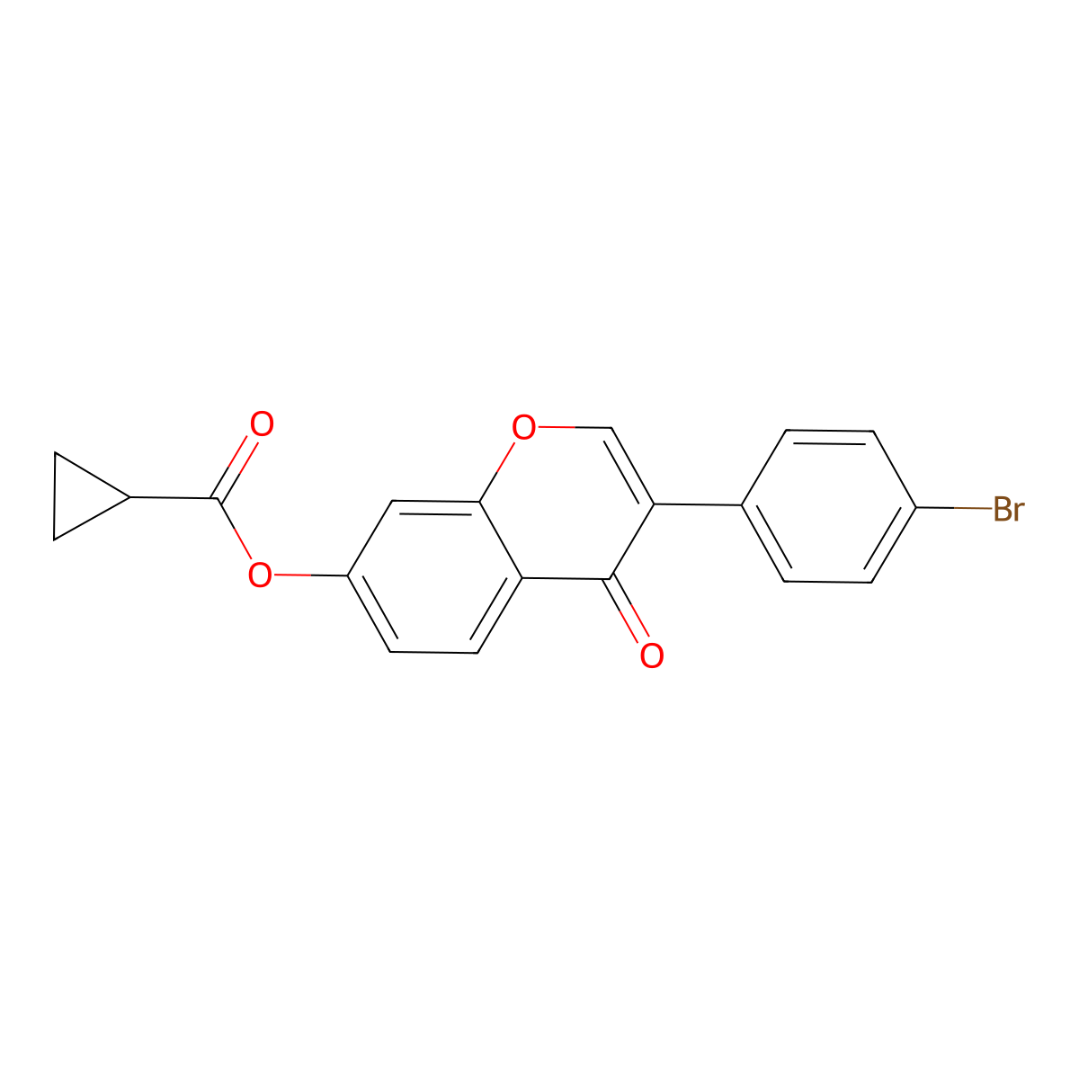 3-(4-bromophenyl)-4-oxo-4H-chromen-7-yl cyclopropanecarboxylate molecular structure, CAS 845650-62-6