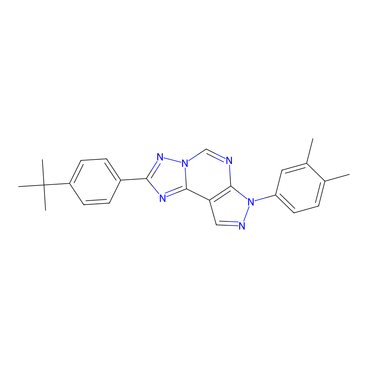 2-(4-tert-butylphenyl)-7-(3,4-dimethylphenyl)-7H-pyrazolo[4,3-e][1,2,4]triazolo[1,5-c]pyrimidine molecular structure, CAS 845651-47-0
