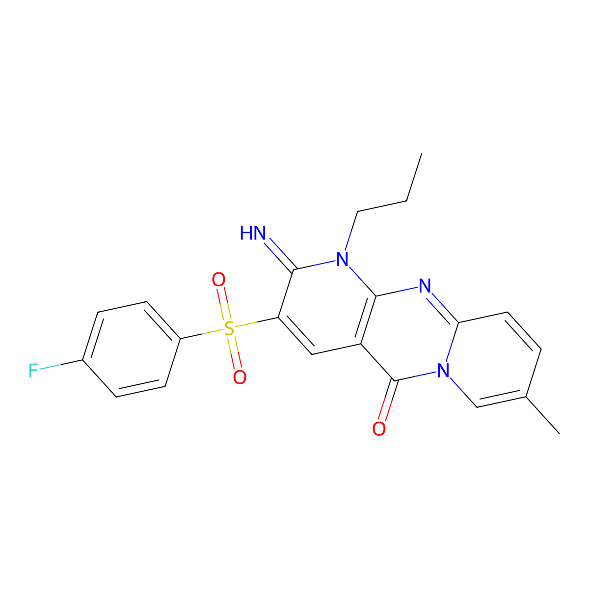 3-((4-fluorophenyl)sulfonyl)-2-imino-8-methyl-1-propyl-1H-dipyrido[1,2-a:2',3'-d]pyrimidin-5(2H)-one molecular structure, CAS 845652-16-6