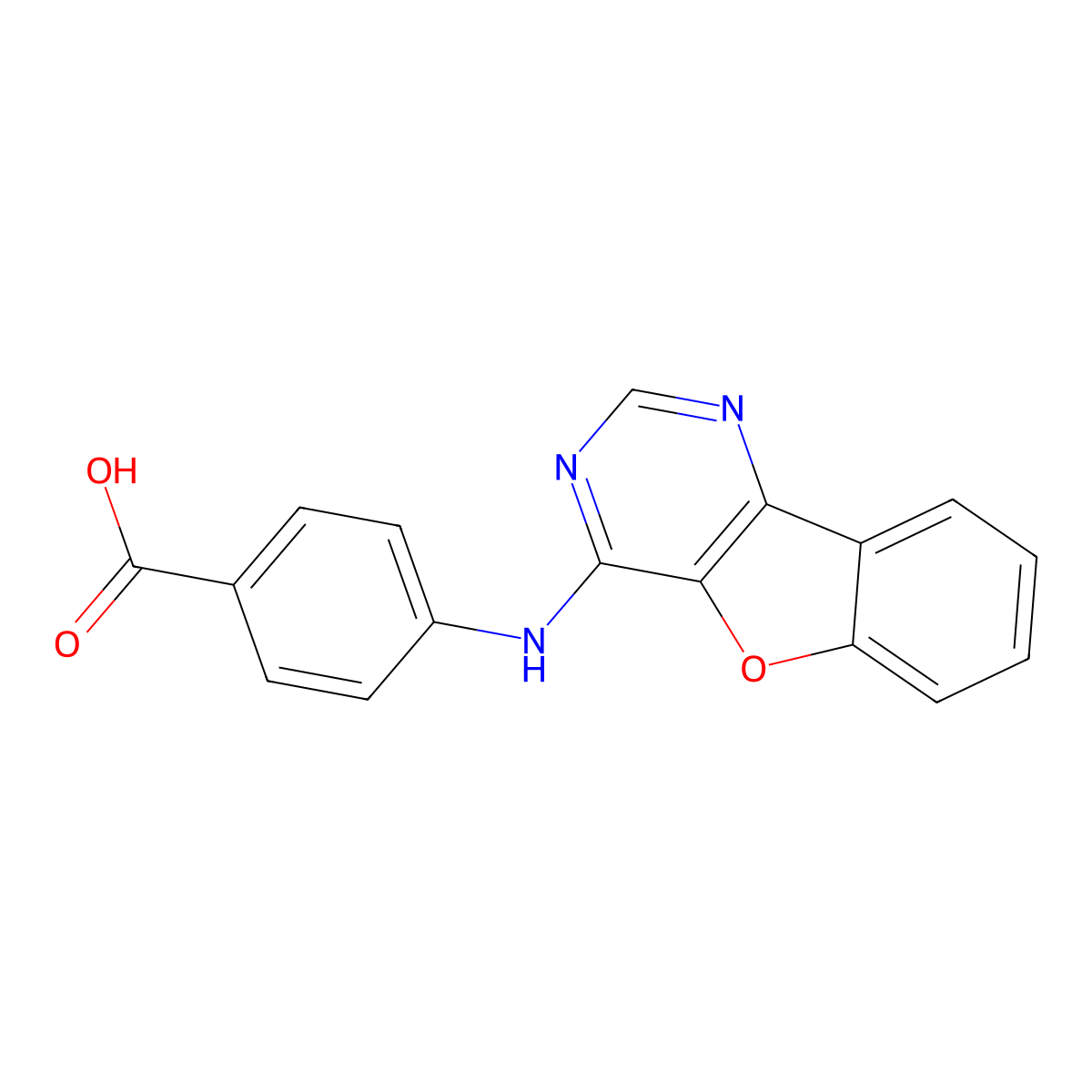 4-([1]Benzofuro[3,2-d]pyrimidin-4-ylamino)benzoic acid molecular structure, CAS 845652-93-9