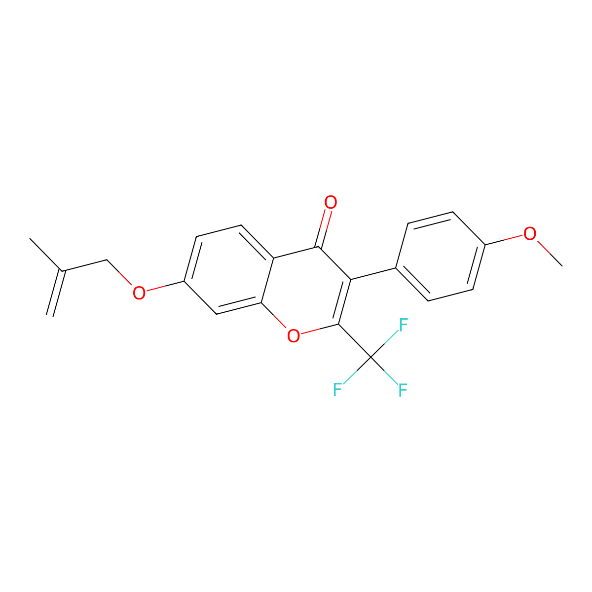 3-(4-methoxyphenyl)-7-((2-methylallyl)oxy)-2-(trifluoromethyl)-4H-chromen-4-one molecular structure, CAS 845653-67-0