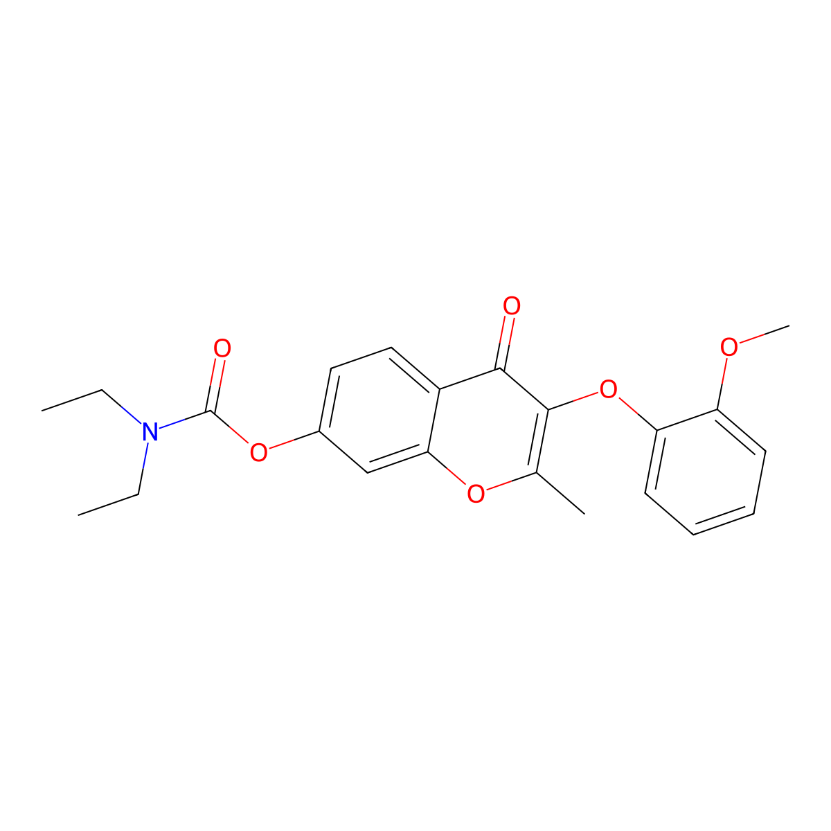 3-(2-methoxyphenoxy)-2-methyl-4-oxo-4H-chromen-7-yl diethylcarbamate molecular structure, CAS 845653-99-8