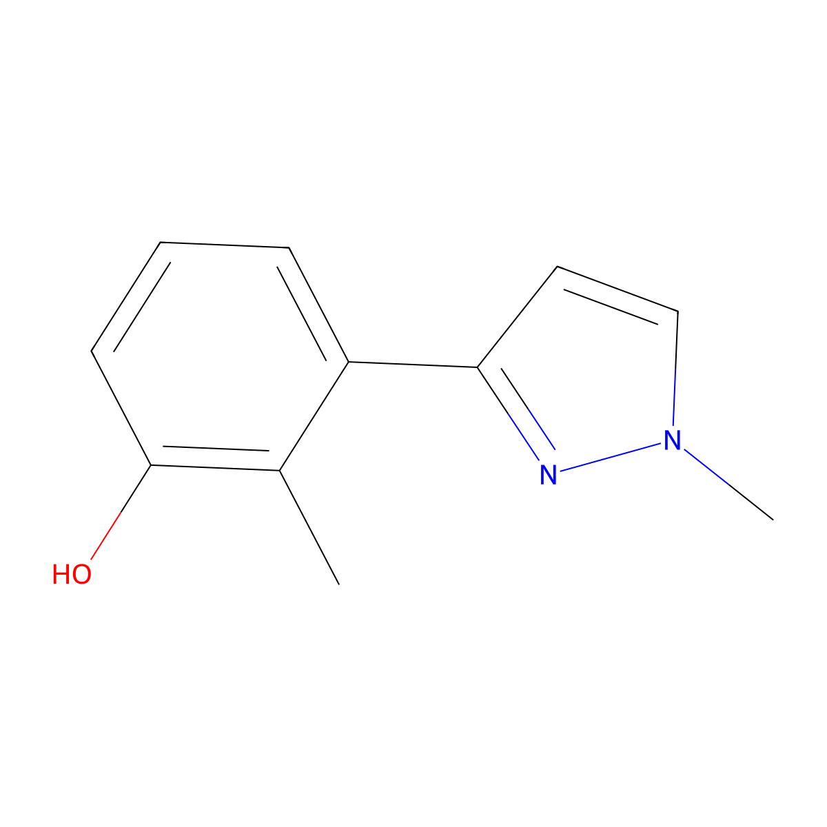 2-methyl-3-(1-methyl-1H-pyrazol-3-yl)phenol molecular structure, CAS 845655-06-3