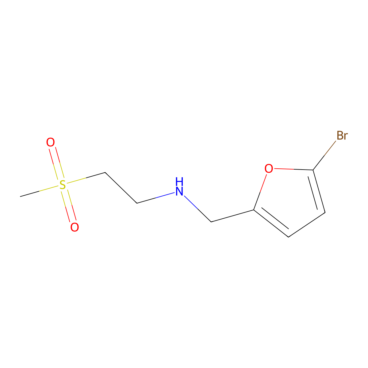 N-((5-Bromofuran-2-yl)methyl)-2-(methylsulfonyl)ethan-1-amine molecular structure, CAS 845658-68-6