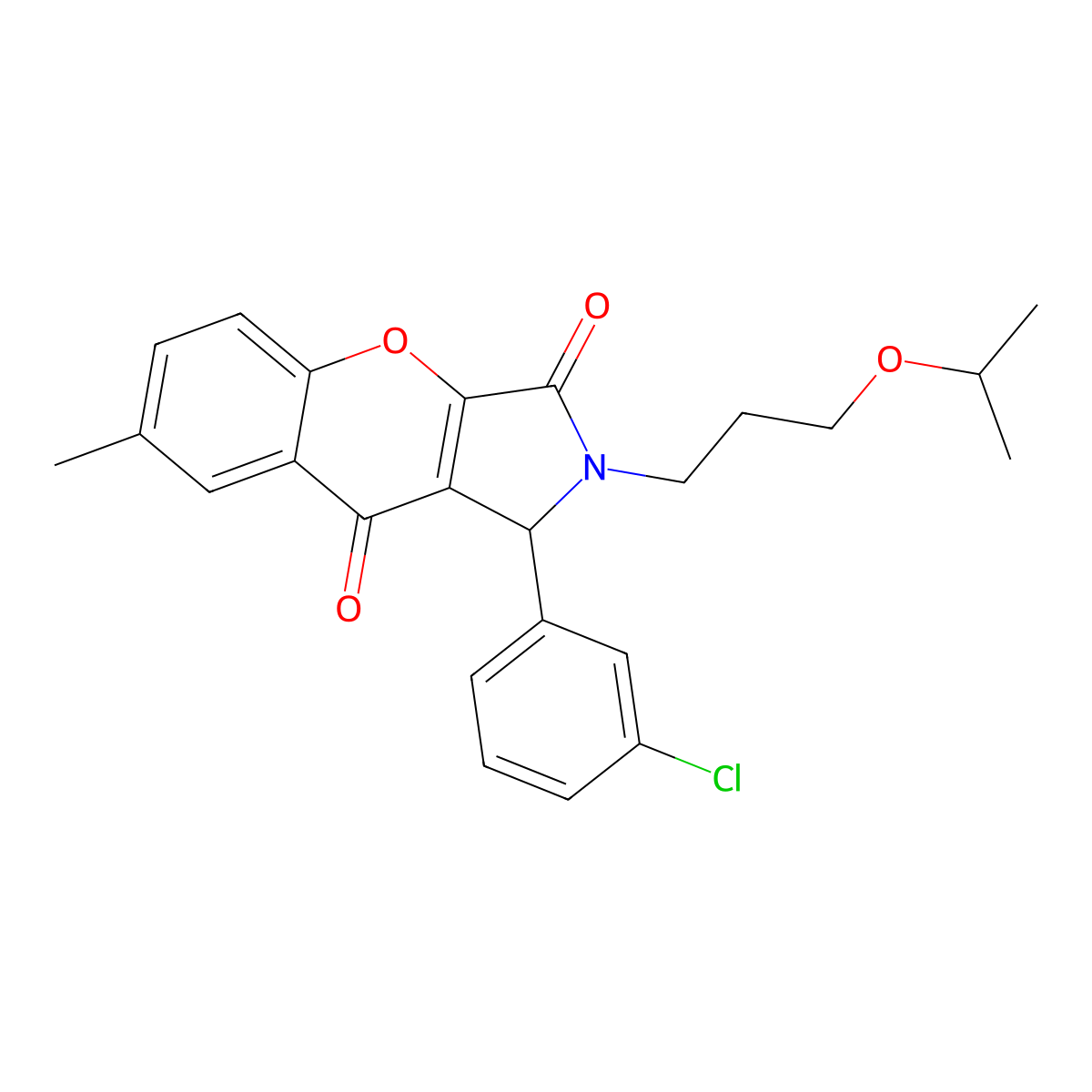 1-(3-Chlorophenyl)-2-(3-isopropoxypropyl)-7-methyl-1,2-dihydrochromeno[2,3-c]pyrrole-3,9-dione molecular structure, CAS 845659-84-9