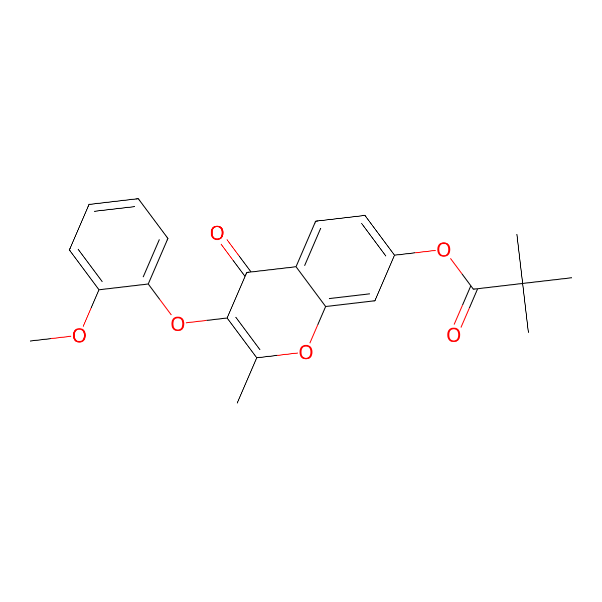 3-(2-methoxyphenoxy)-2-methyl-4-oxo-4H-chromen-7-yl 2,2-dimethylpropanoate molecular structure, CAS 845659-85-0
