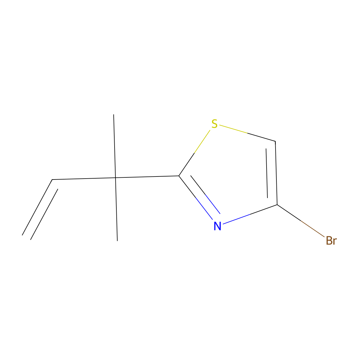 4-Bromo-2-(2-methylbut-3-en-2-yl)-1,3-thiazole molecular structure, CAS 845659-97-4